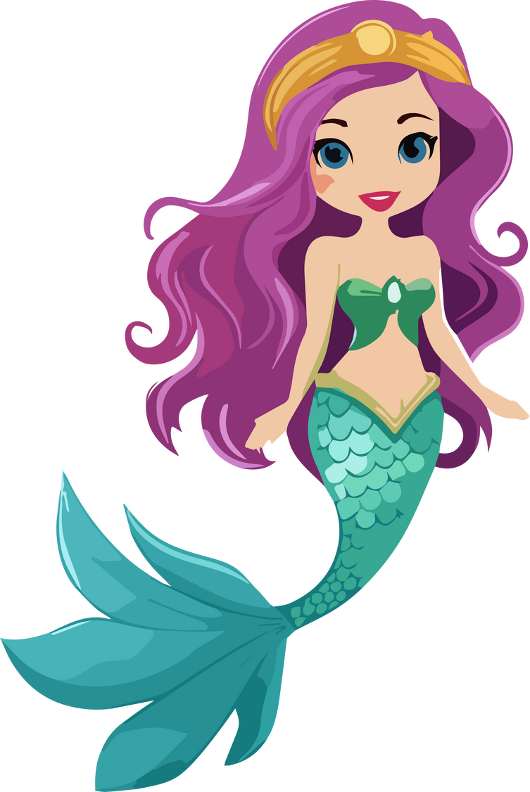 Cute Mermaid Cartoon Isolated