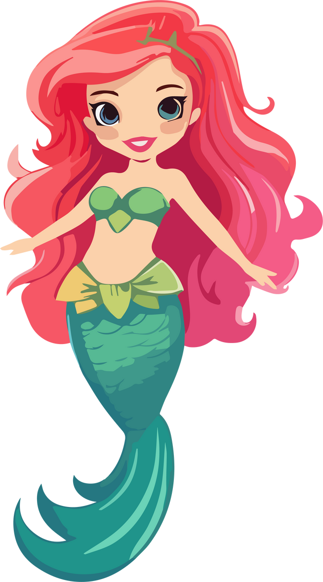 Cute Mermaid Cartoon Isolated